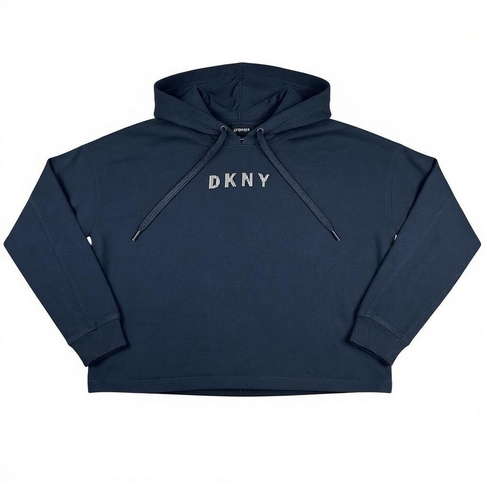 DKNY Sport Cropped Hoodie Pullover Swearshirt Black Medium Activewear  Loungwear
